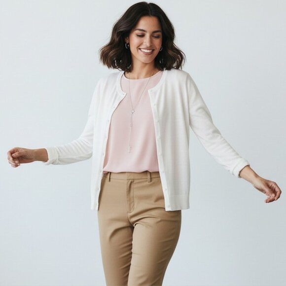 Banana Republic Sweaters - Banana Republic XL Womens Cream Cardigan Sweater Cotton Blend Button Front Long